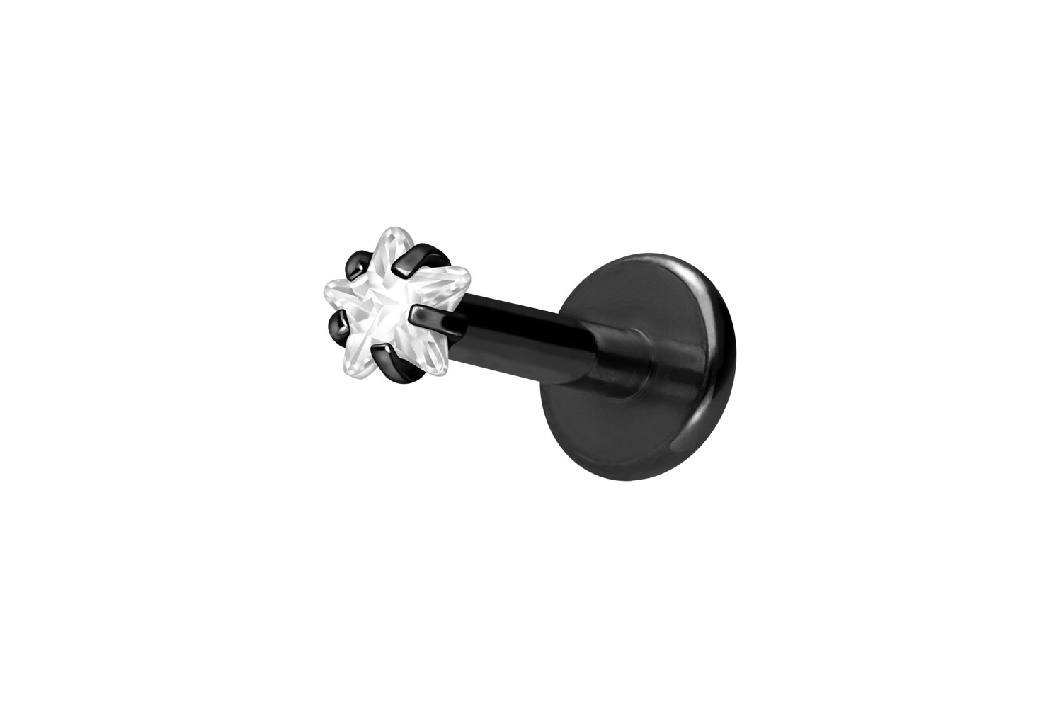 Titan Labret Piercing mit Innengewinde EINGEFASSTER KRISTALLSTERN